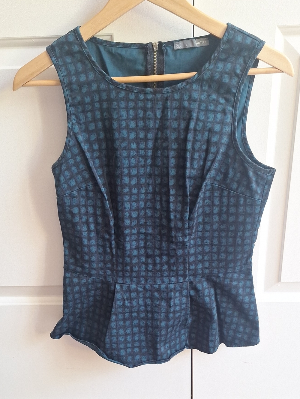 Smart Set Teal Blue Patterned Peplum Camisole